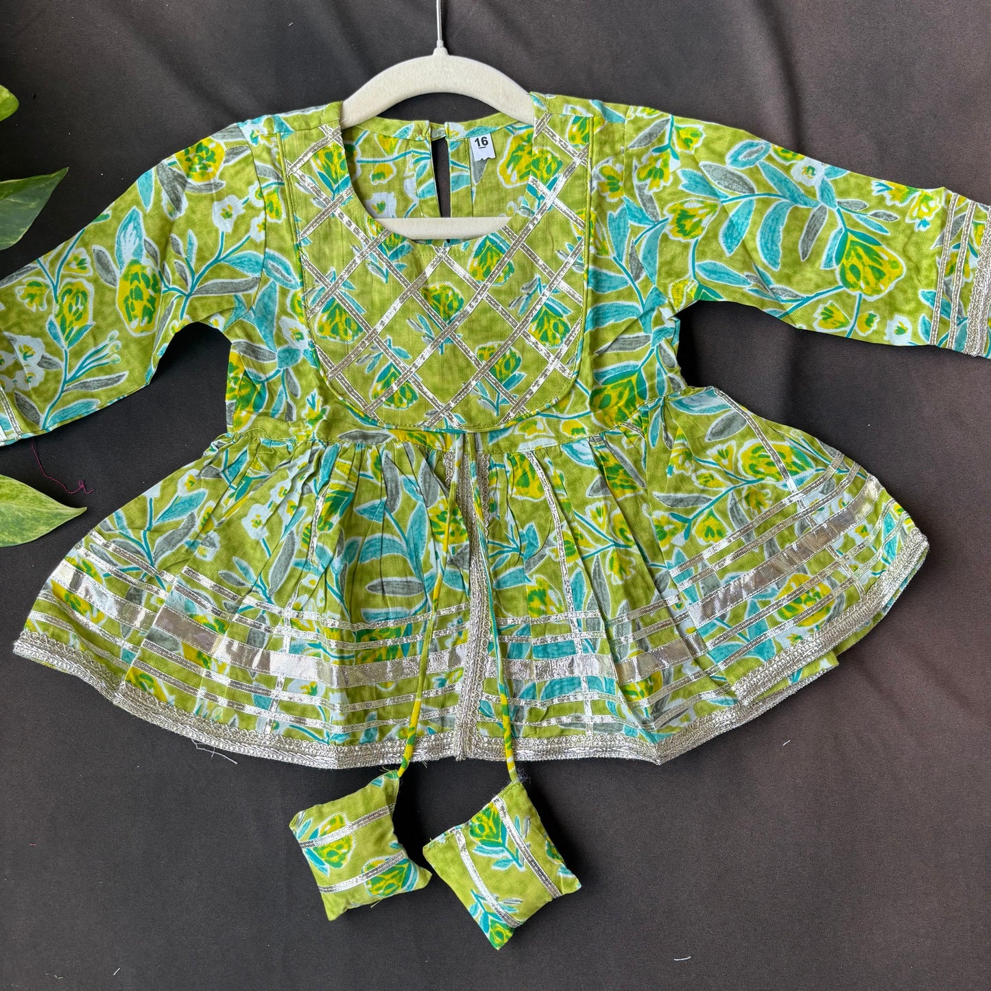 Pari Patta Green Gota Sharara Set