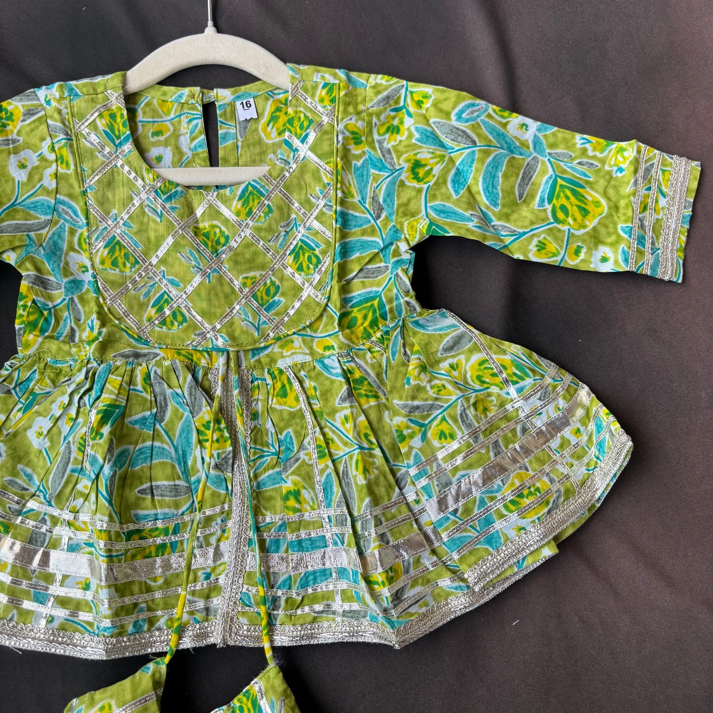 Pari Patta Green Gota Sharara Set