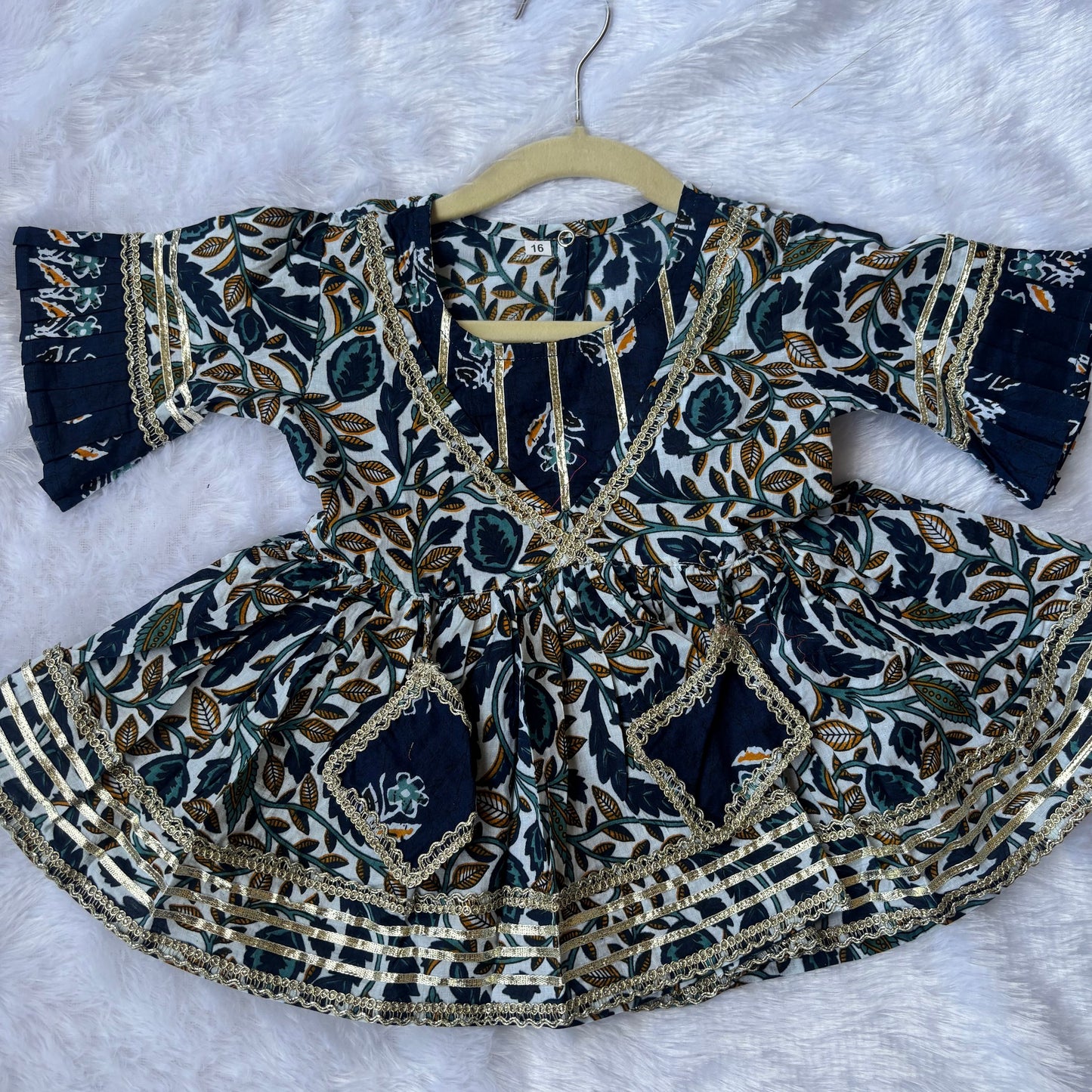 Noor Navy Floral Kurta Sharara Set