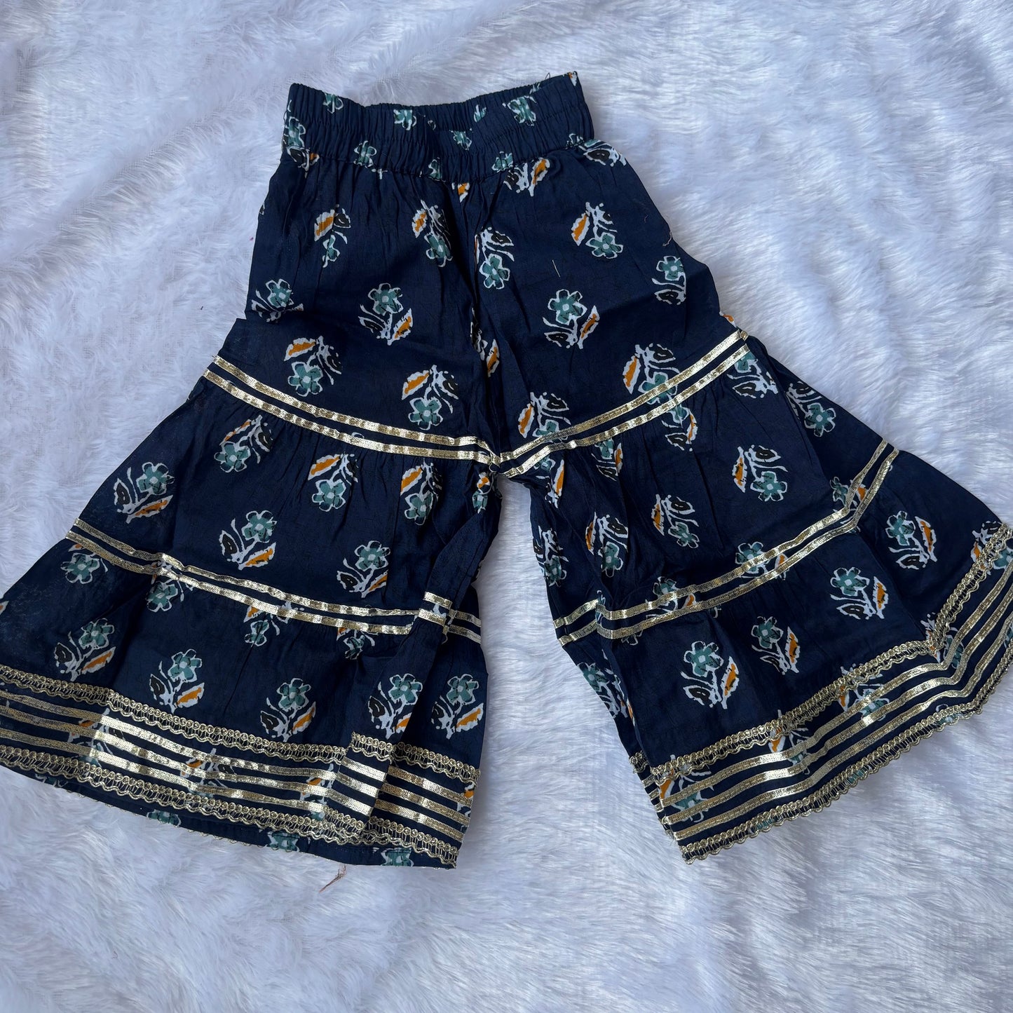 Noor Navy Floral Kurta Sharara Set