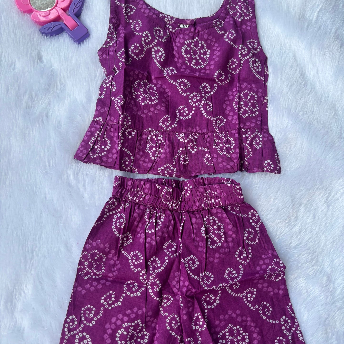 Purple Bandhani Shorts Co- ord Sets