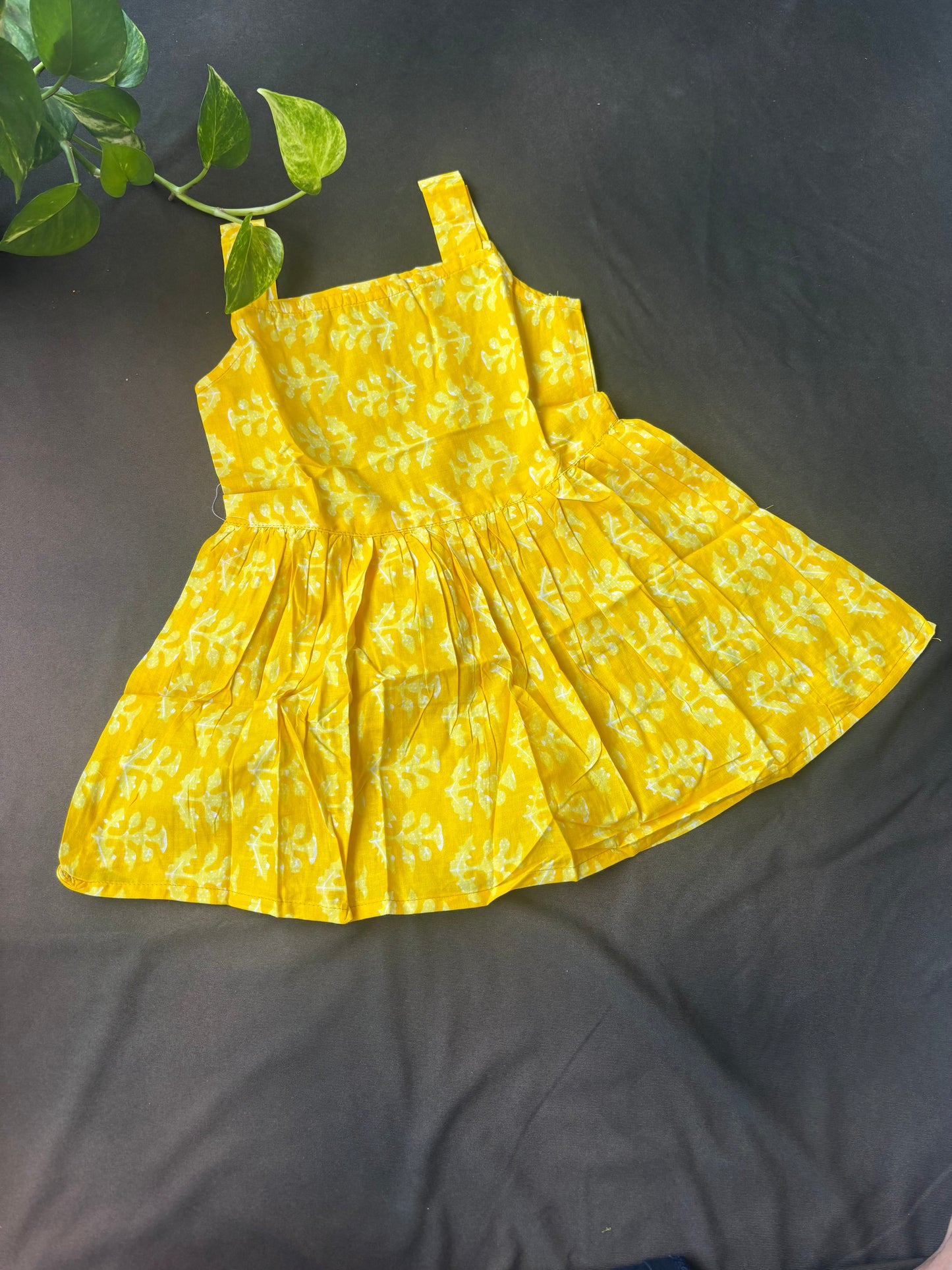 Mustard Leaf Whirl Frock