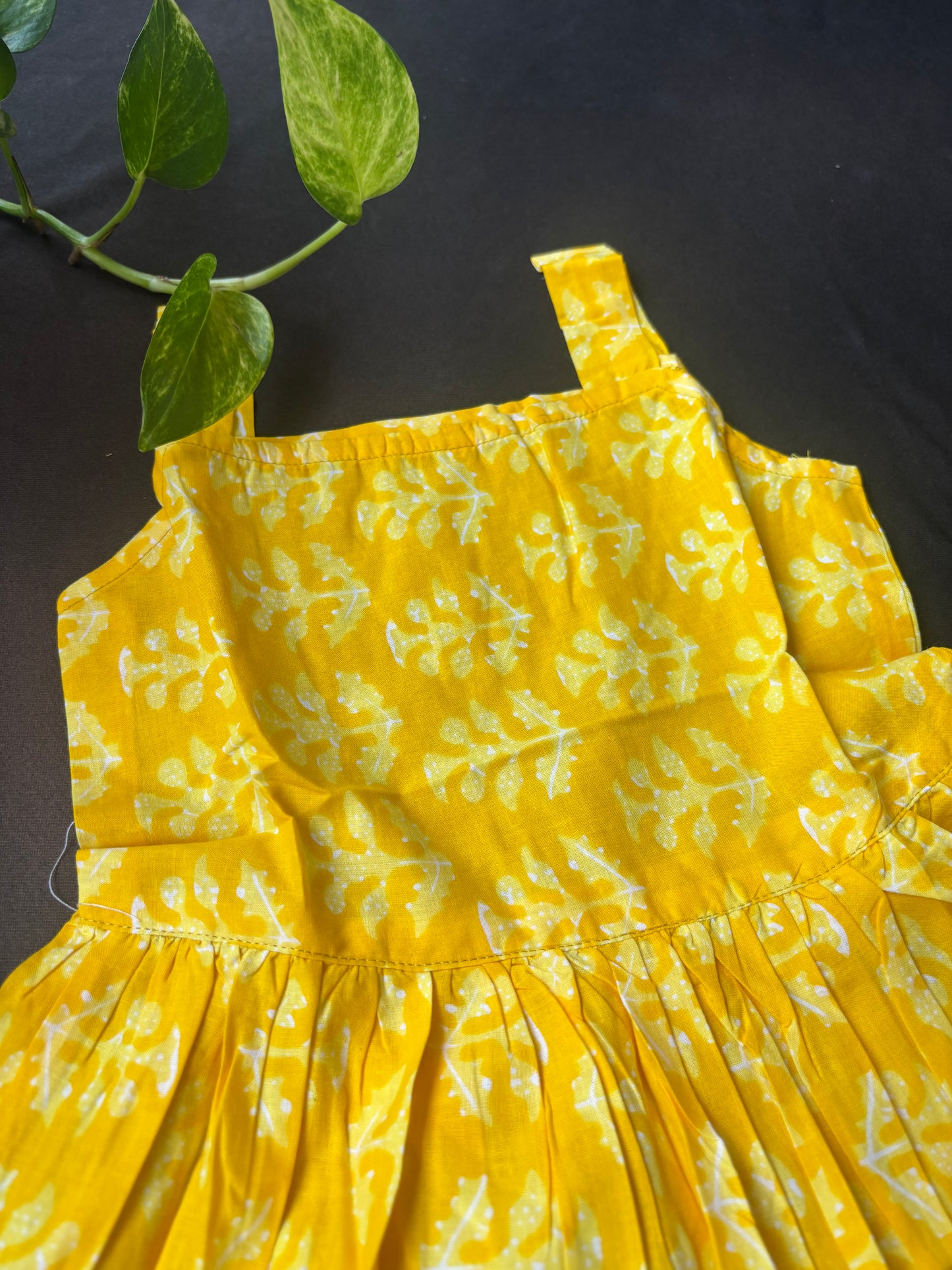 Mustard Leaf Whirl Frock