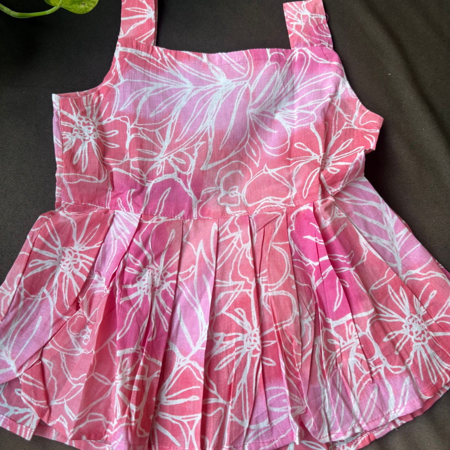 Pink Petal Sketch Cotton Frock