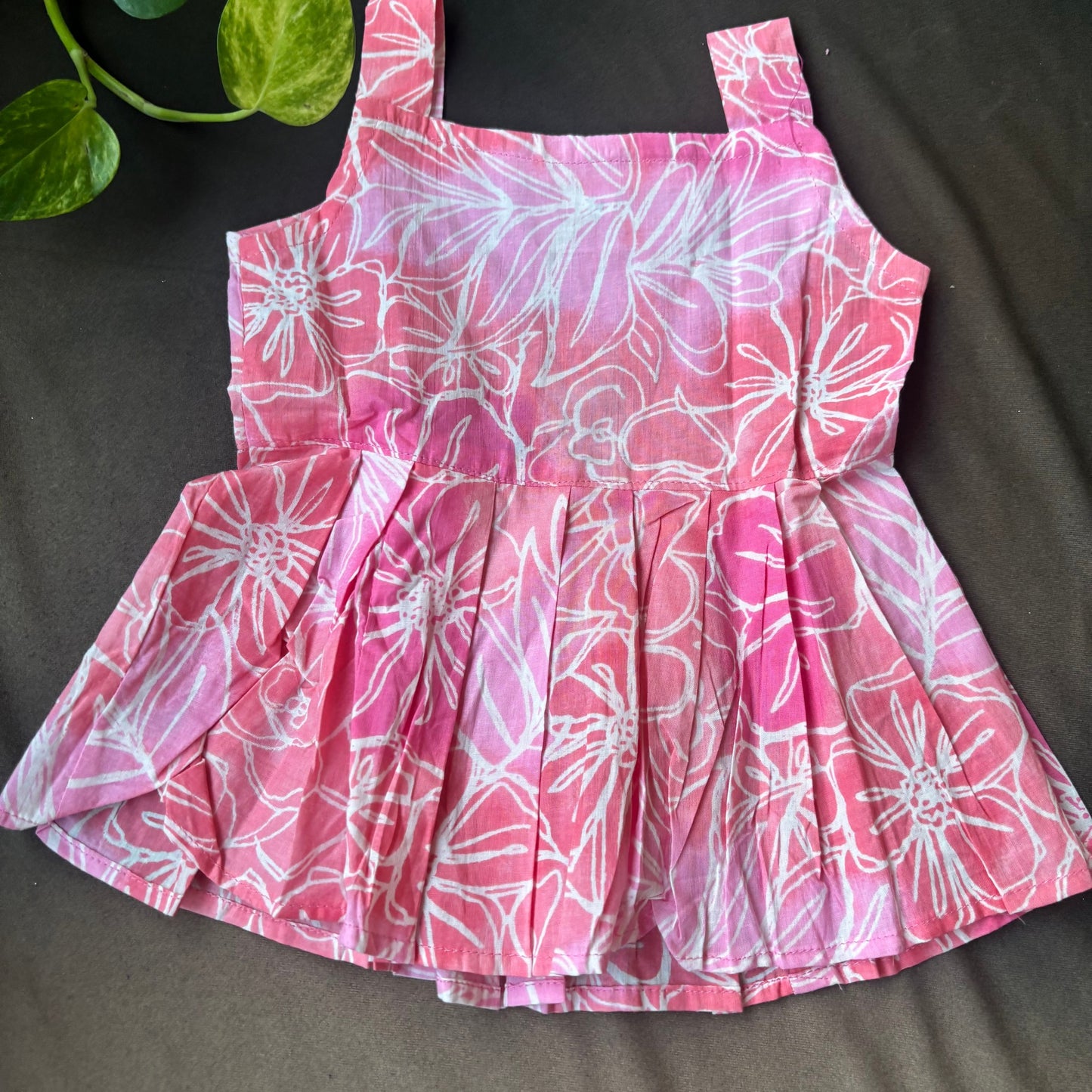 Pink Petal Sketch Cotton Frock
