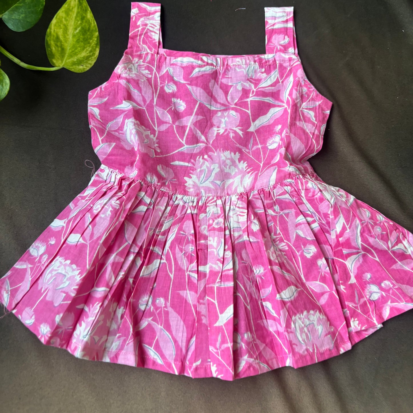Rosy Vine Print Cotton Frock