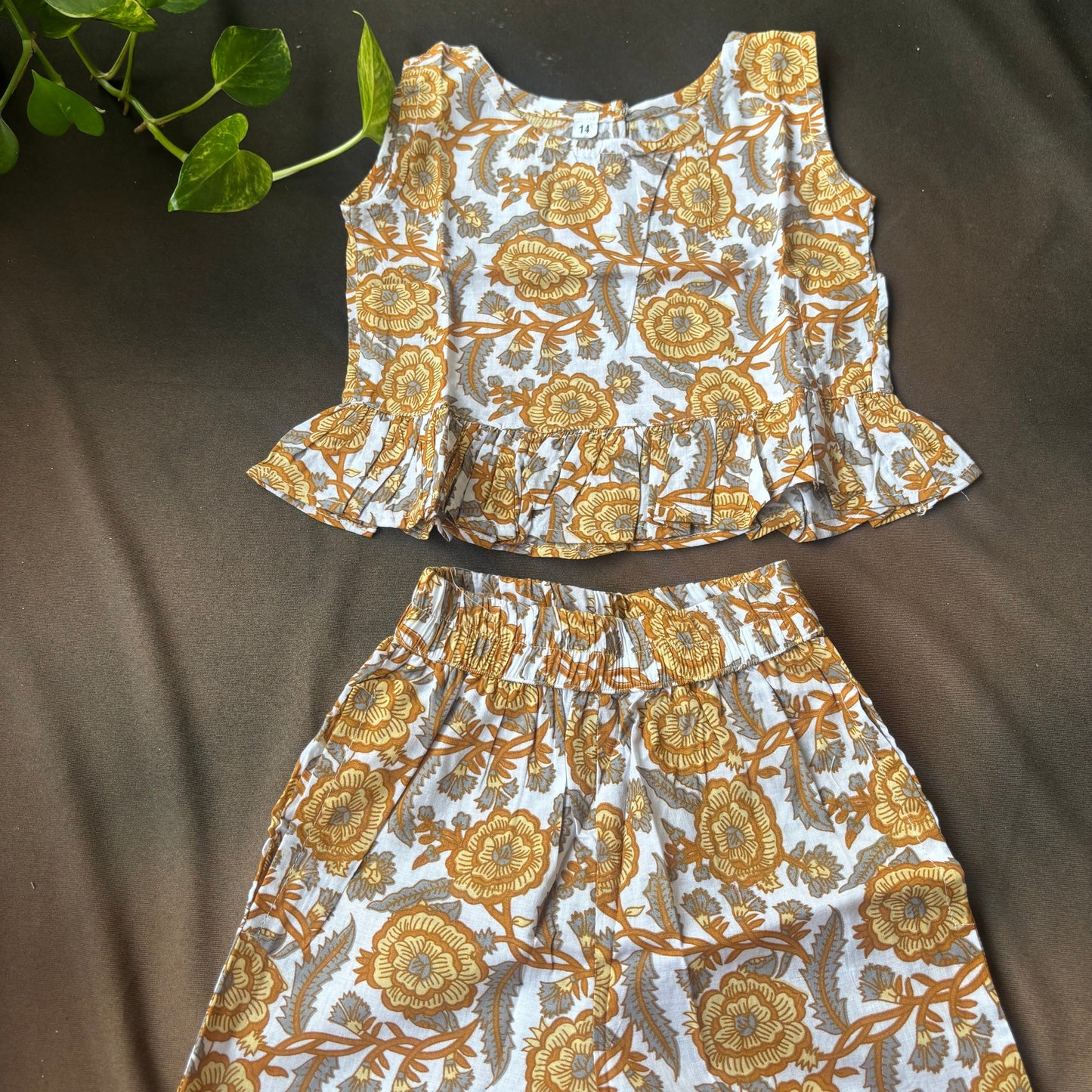 Mustard Bloom Shorts Co-ord Set