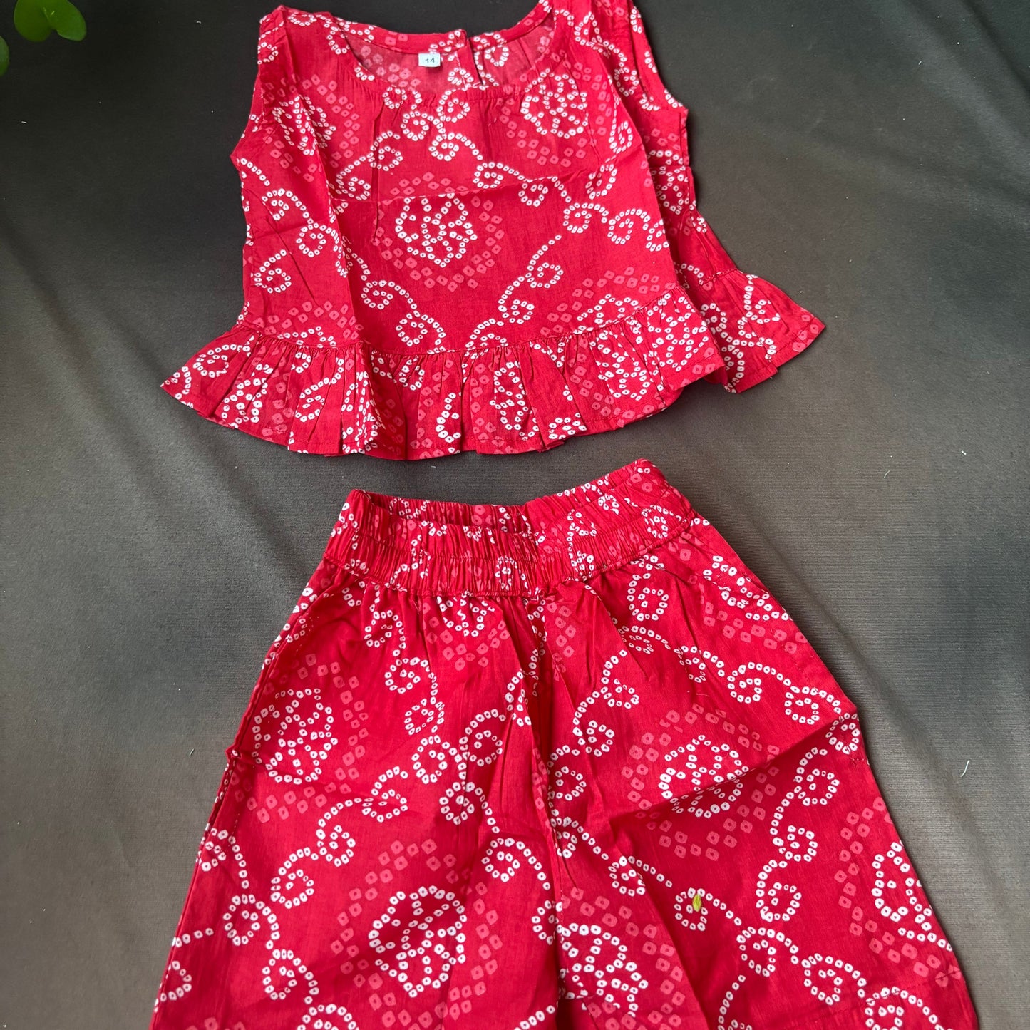 Red Bandhani Shorts Co-ord Set