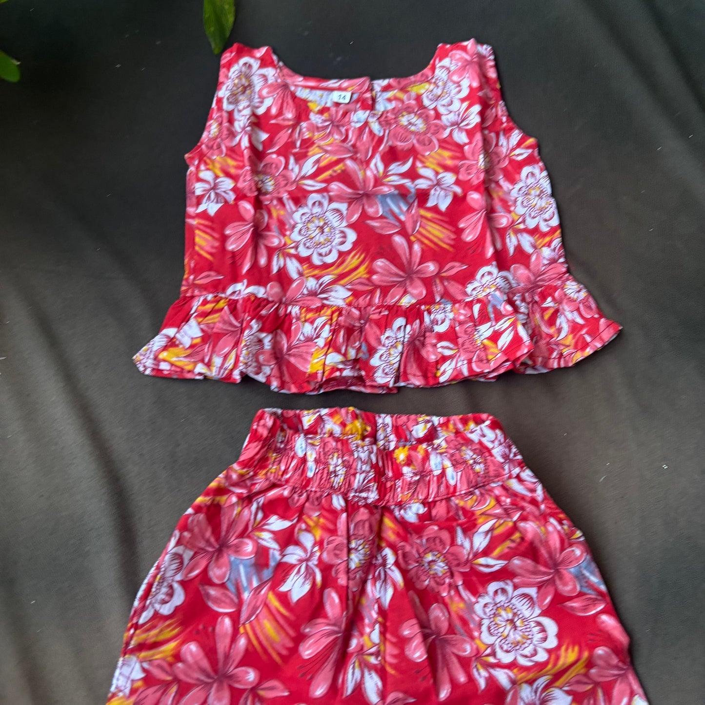 Red Floral Shorts Co-ord Set