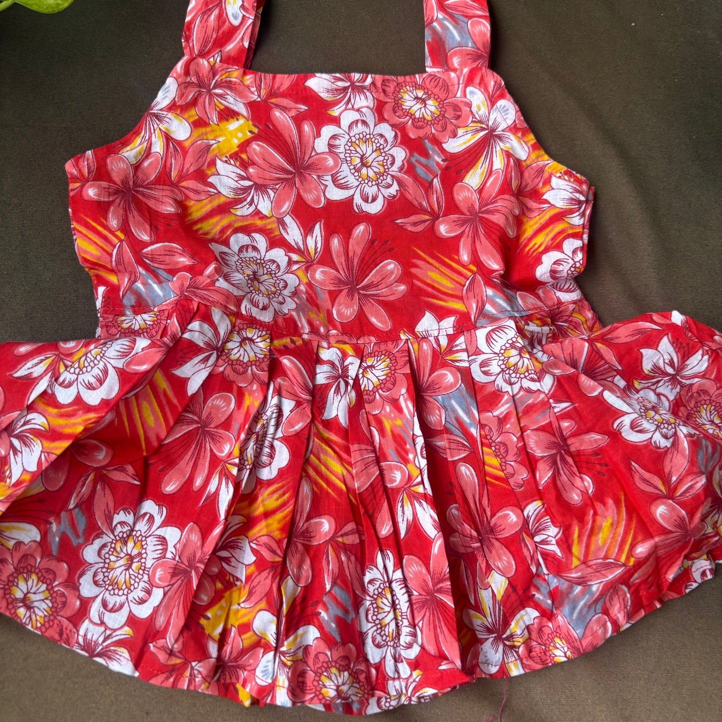 Tropical Red Floral Cotton Frock