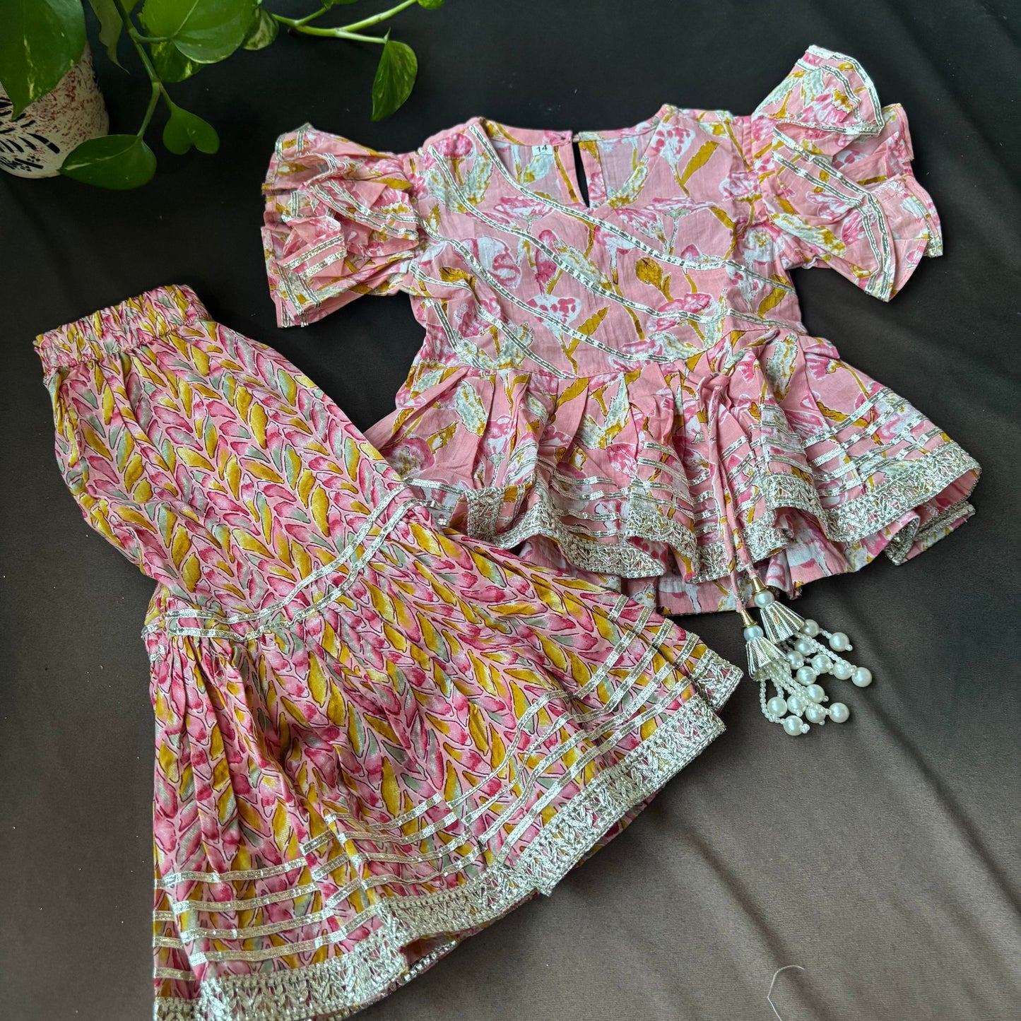 Blush Pink Gota Patti Sharara Set