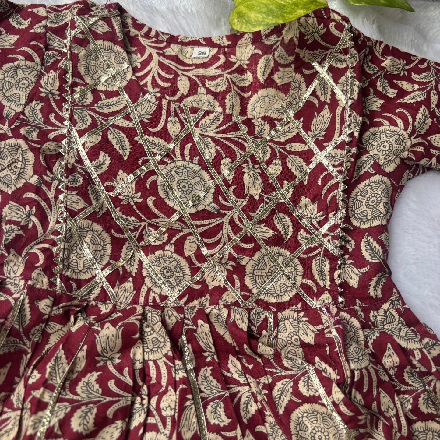 Maroon Floral Block Print Sharara Set
