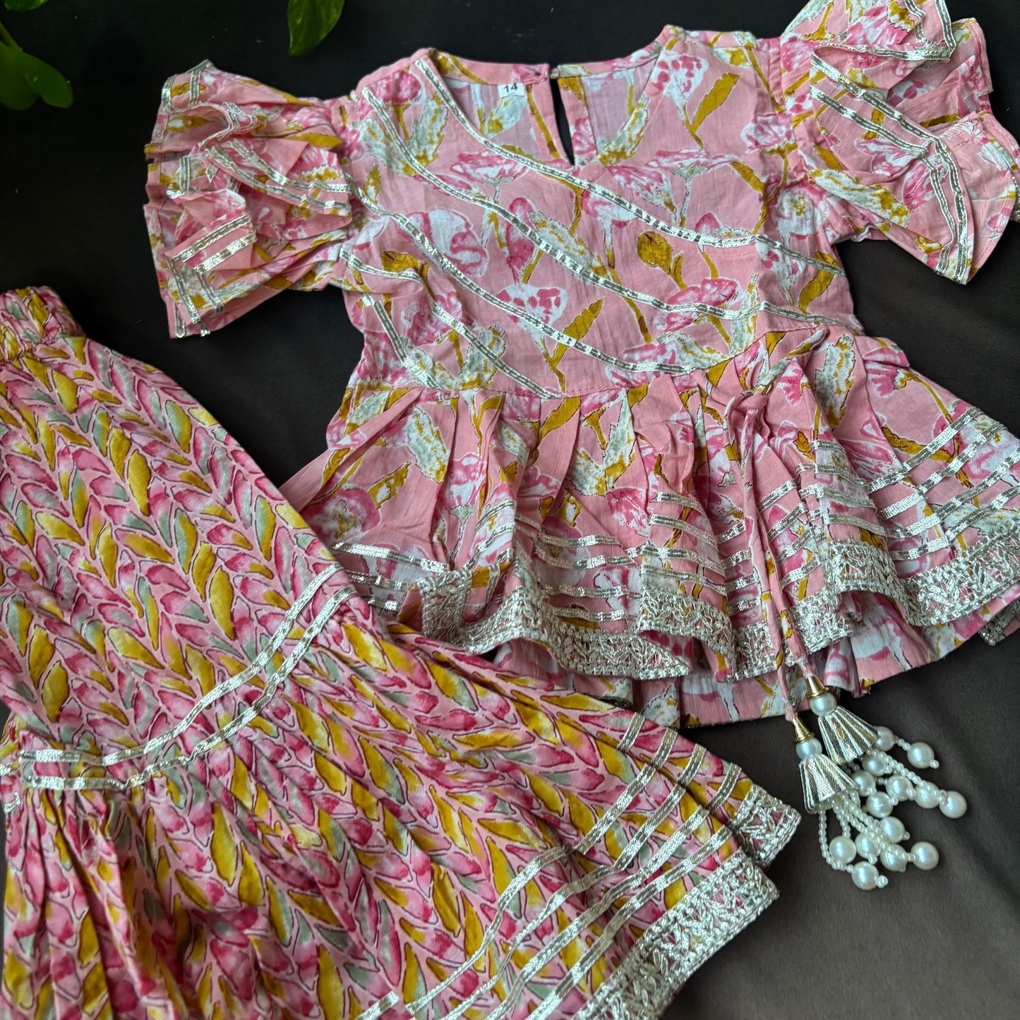 Blush Pink Gota Patti Sharara Set