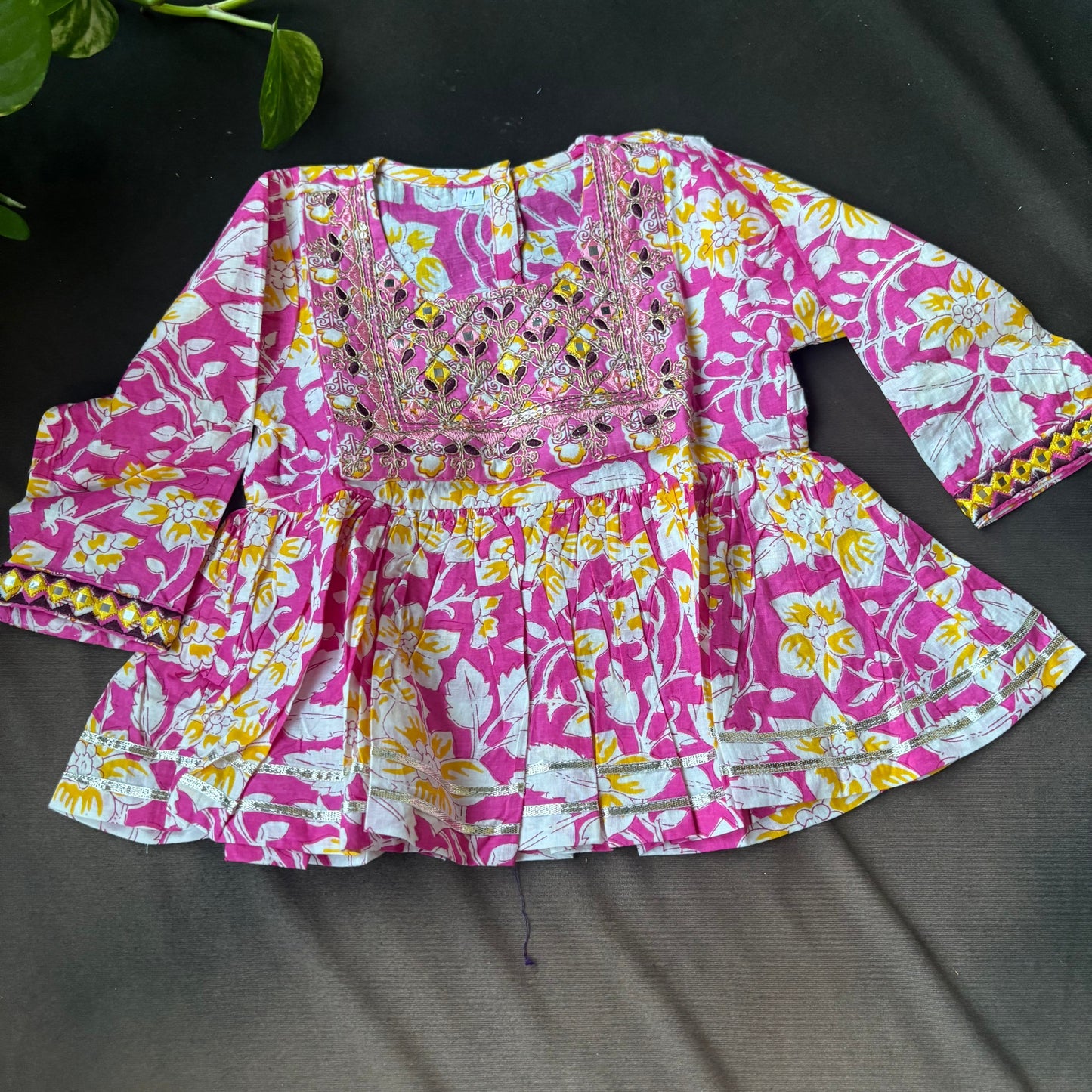 Pink Floral Printed Kurta With Afghan Pant