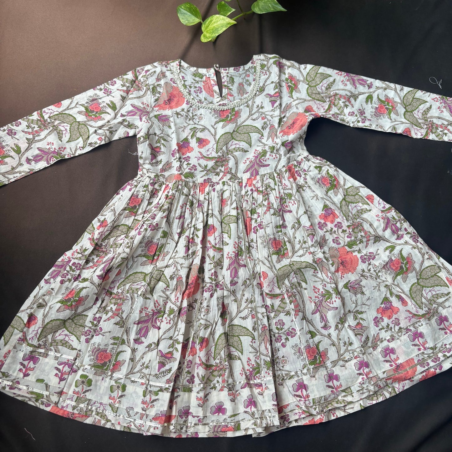 Floral Ivory Block Print Sharara Set