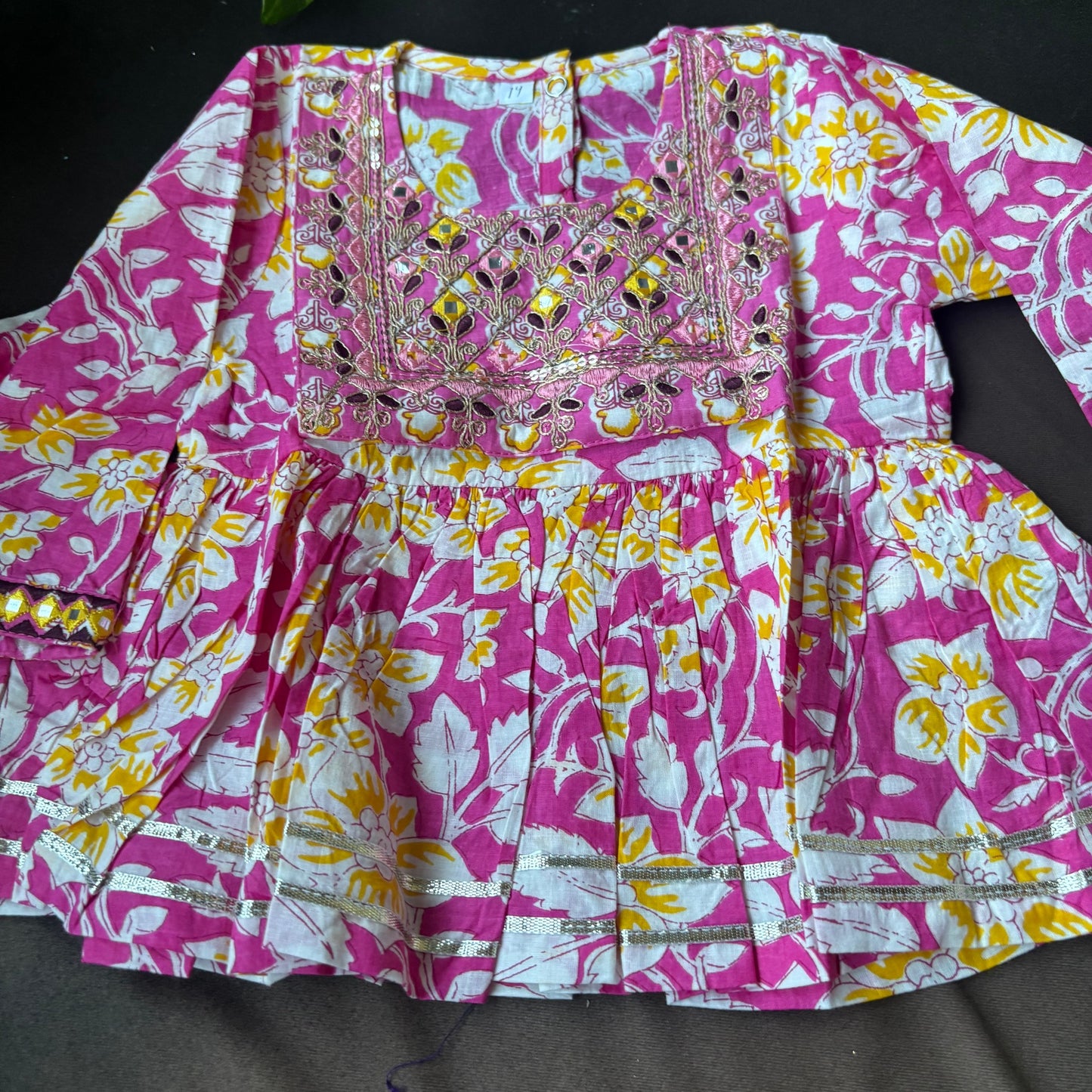 Pink Floral Printed Kurta With Afghan Pant