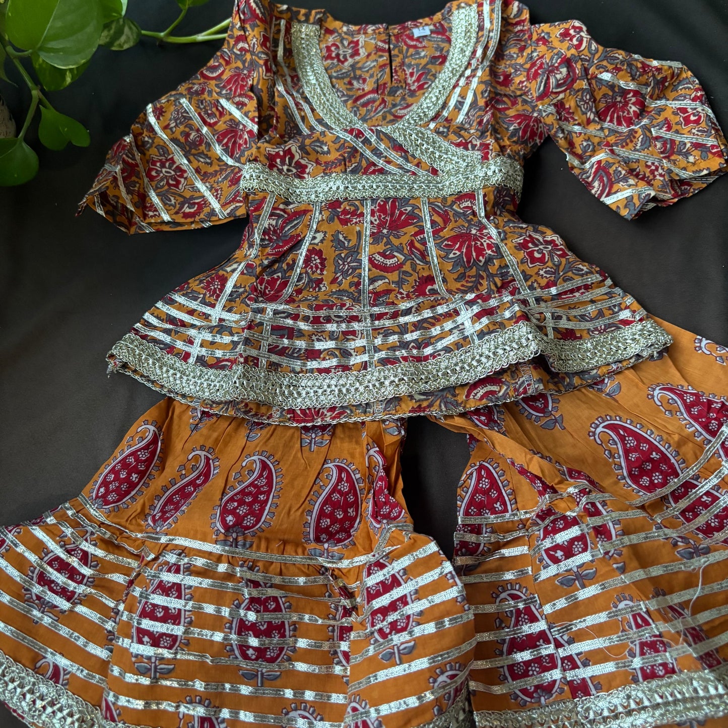 Saffron Bloom Sharara Set