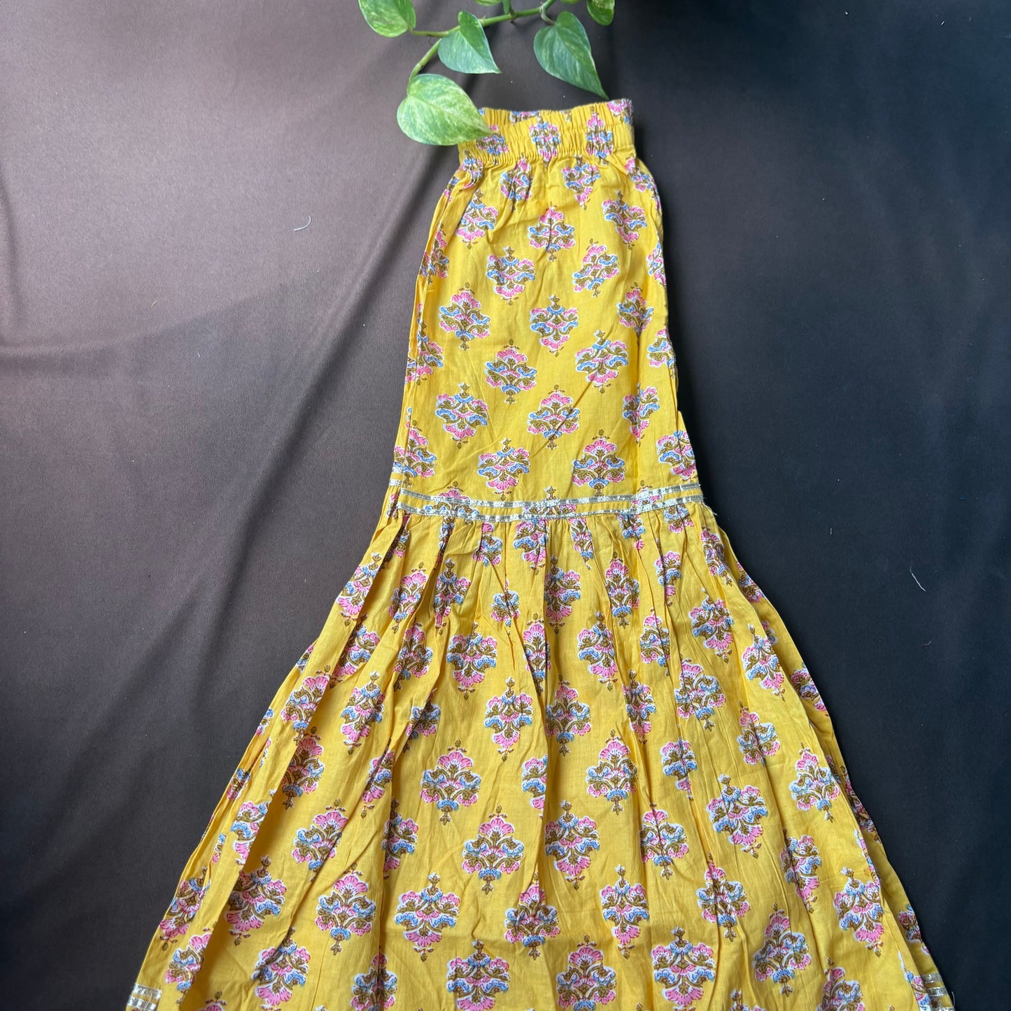Sunshine Yellow Floral Block Print Sharara Set