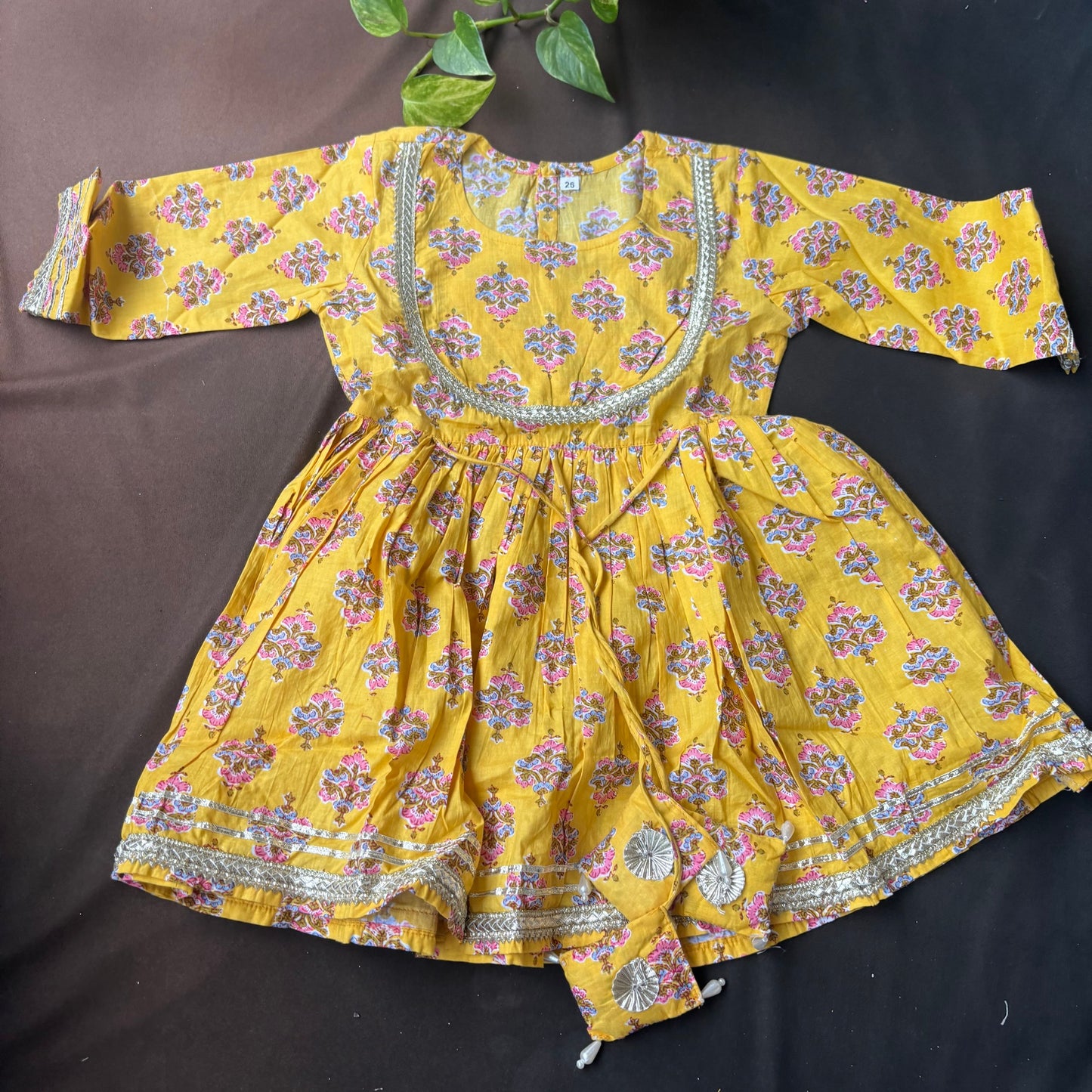 Sunshine Yellow Floral Block Print Sharara Set