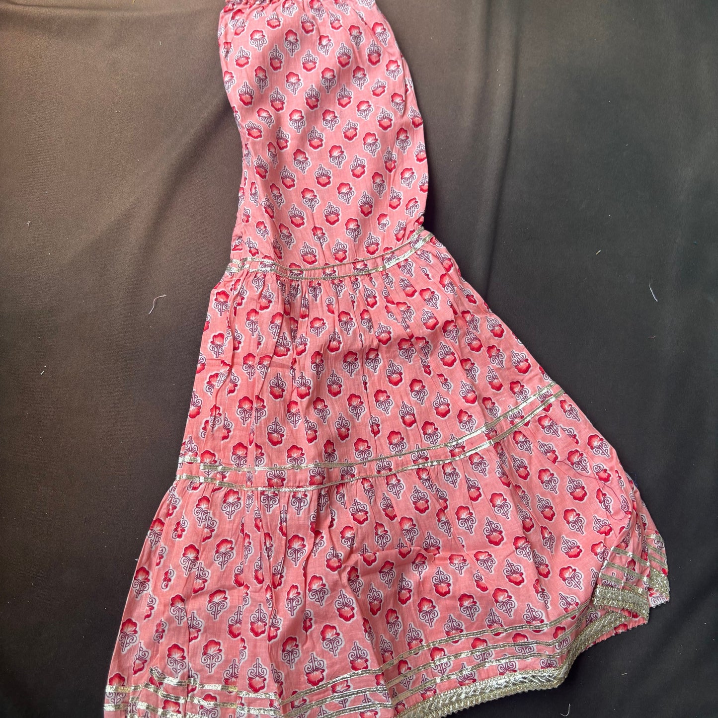 Rose Pink Floral Fusion Sharara Set