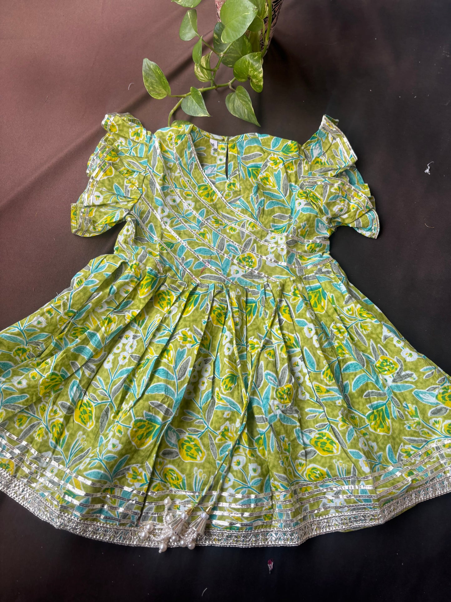 Olive Green Blossom Sharara Set