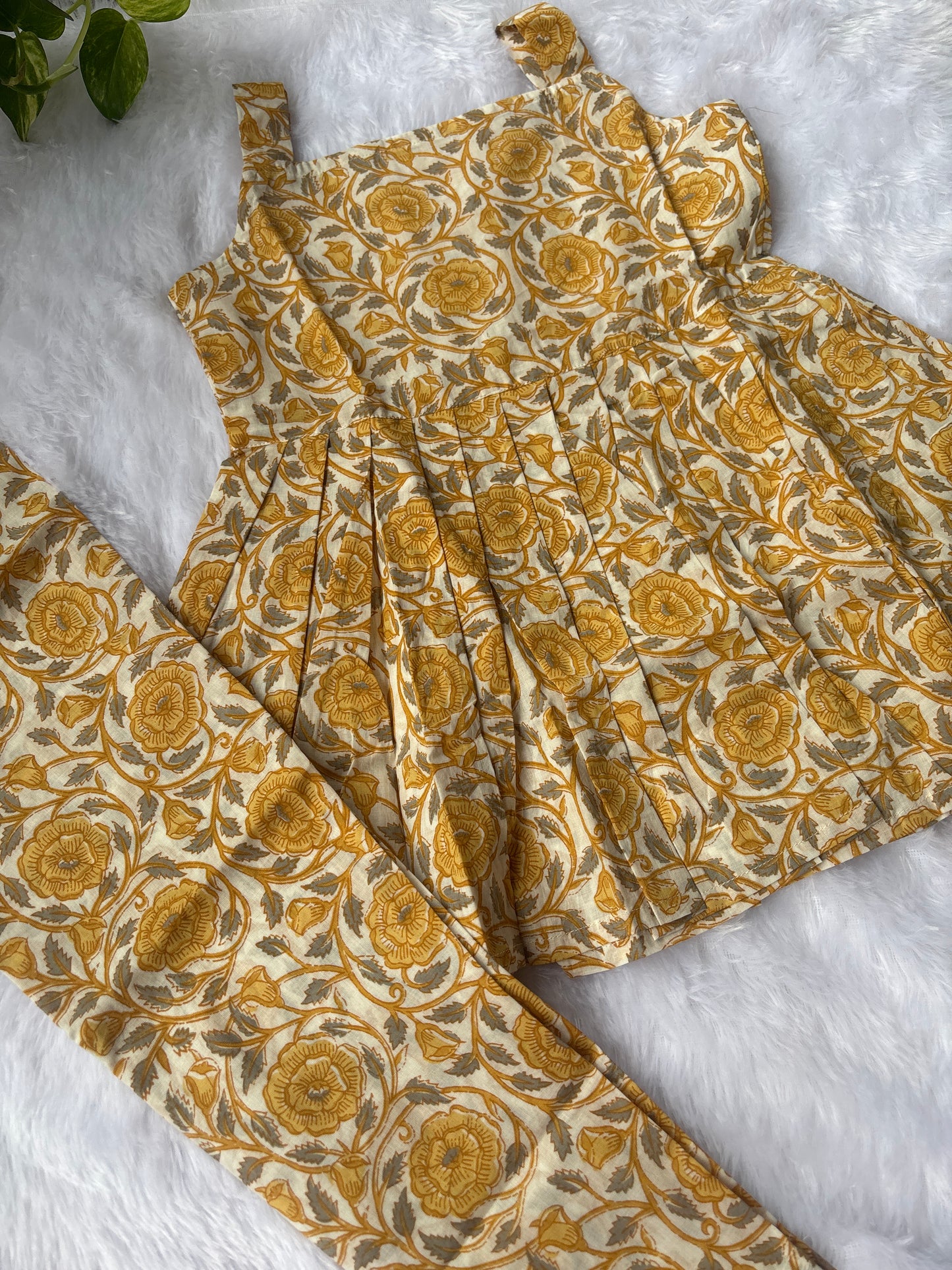 Yellow grey floral pant co-Ord set
