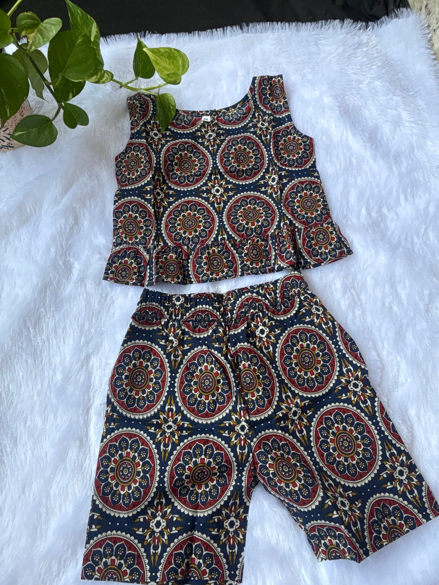 Rangoli Print Navy Blue shorts co-Ord set