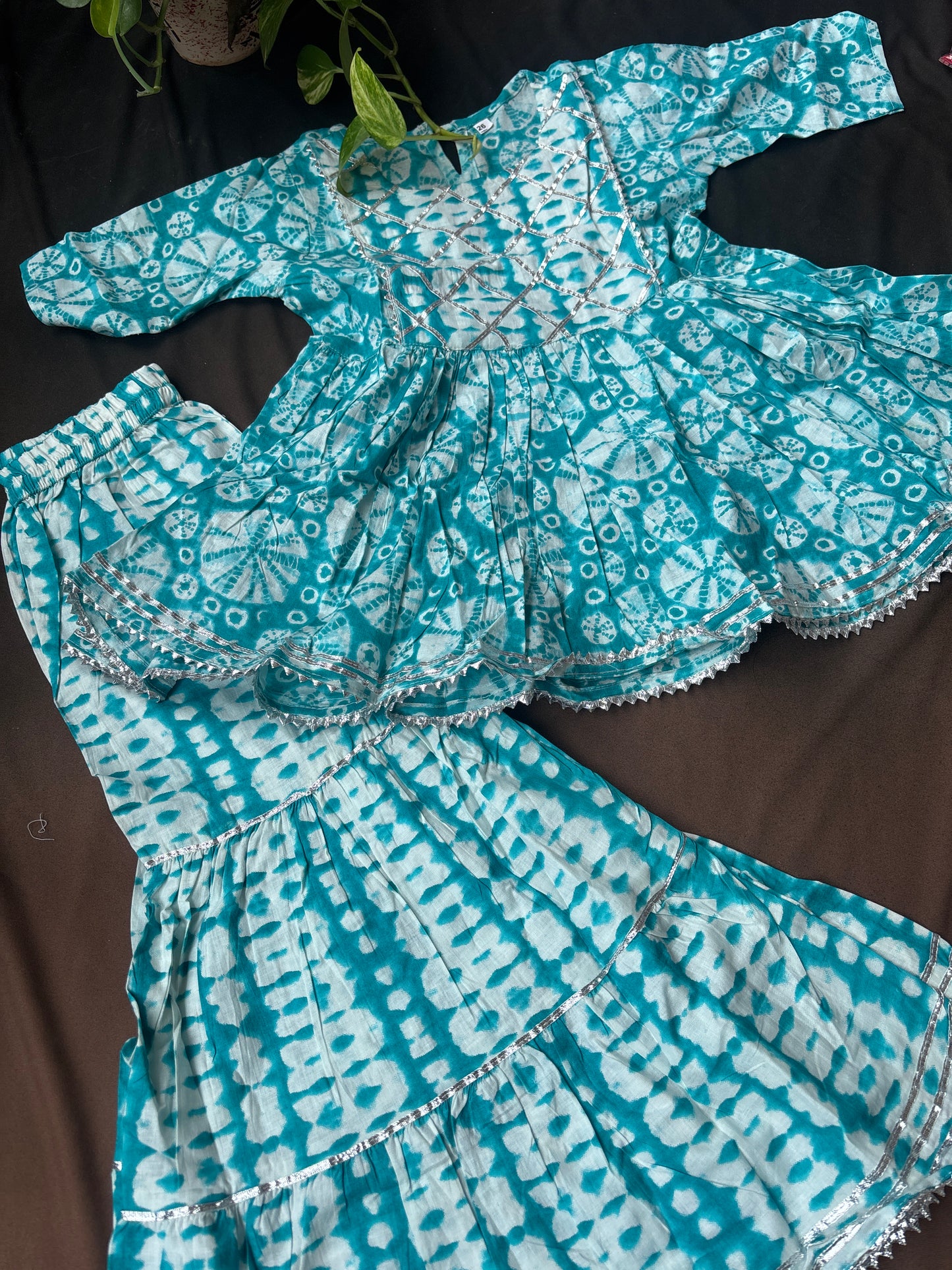 Tara Turquoise Sharara Set