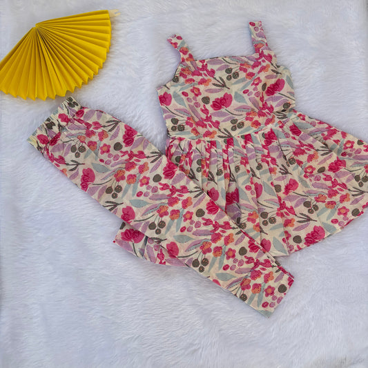Pink Petals Girls Co-ord Set