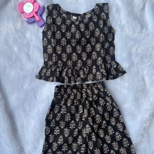Midnight Floral Charm  Shorts Co-ord Sets