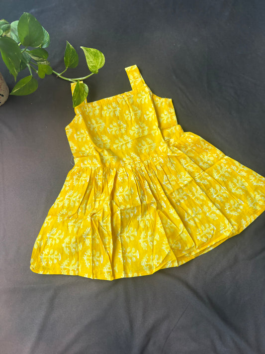 Mustard Leaf Whirl Frock