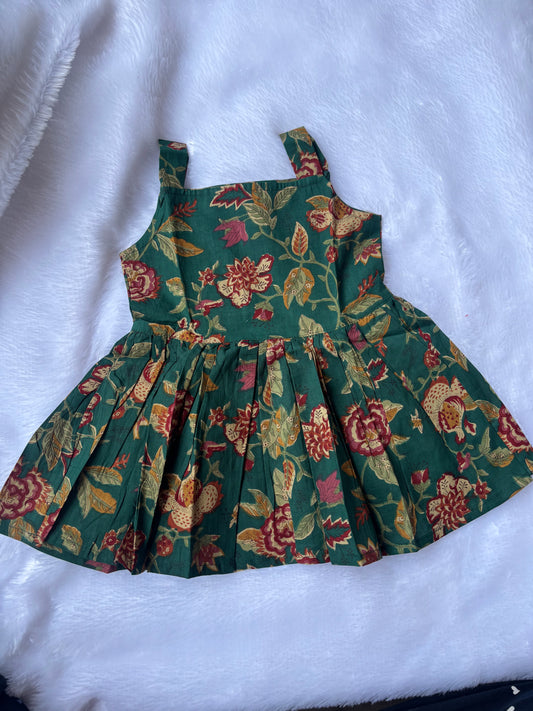 Forest Bloom Pleated Cotton Frock