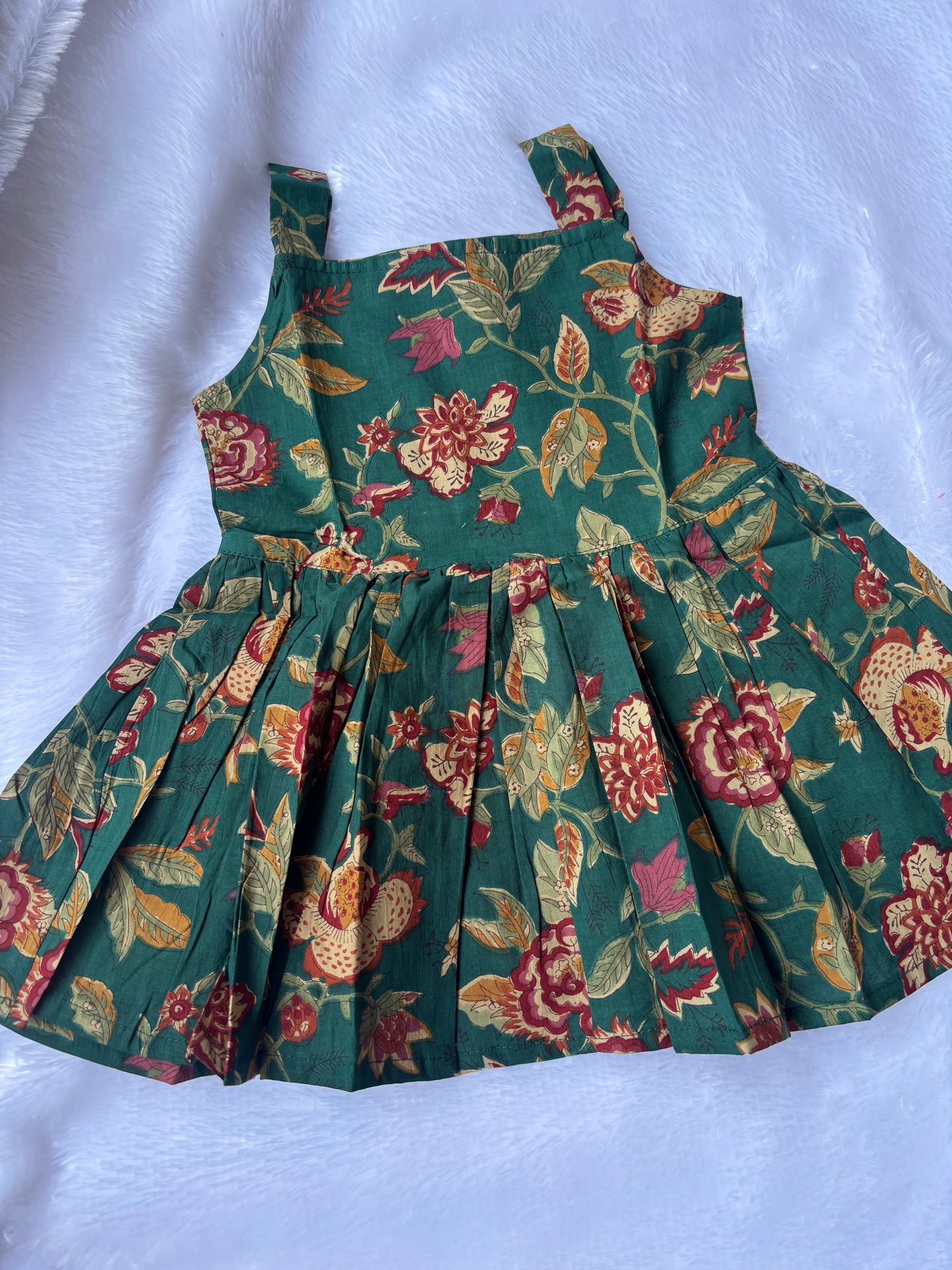 Forest Bloom Pleated Cotton Frock