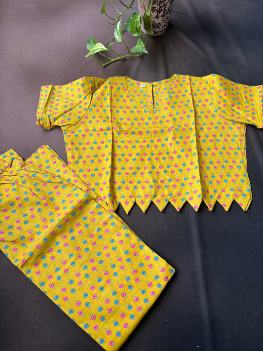 Mustard Blossam Zig Zag Co-ord Set