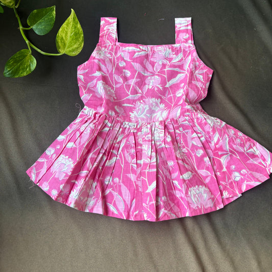 Rosy Vine Print Cotton Frock