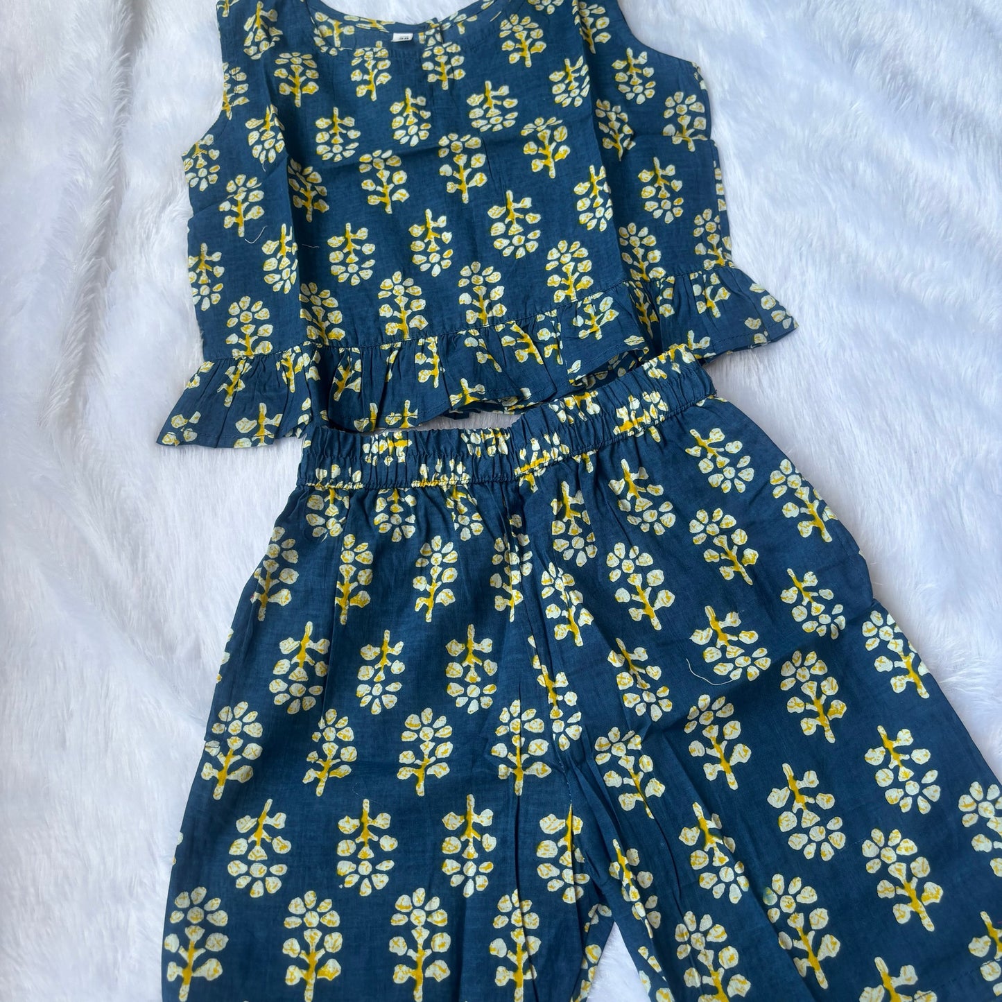 Blue With Yellow Flower Co-ord Set
