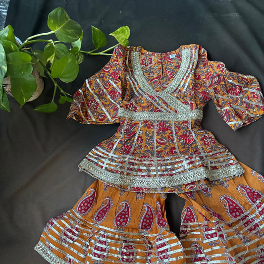 Saffron Bloom Sharara Set
