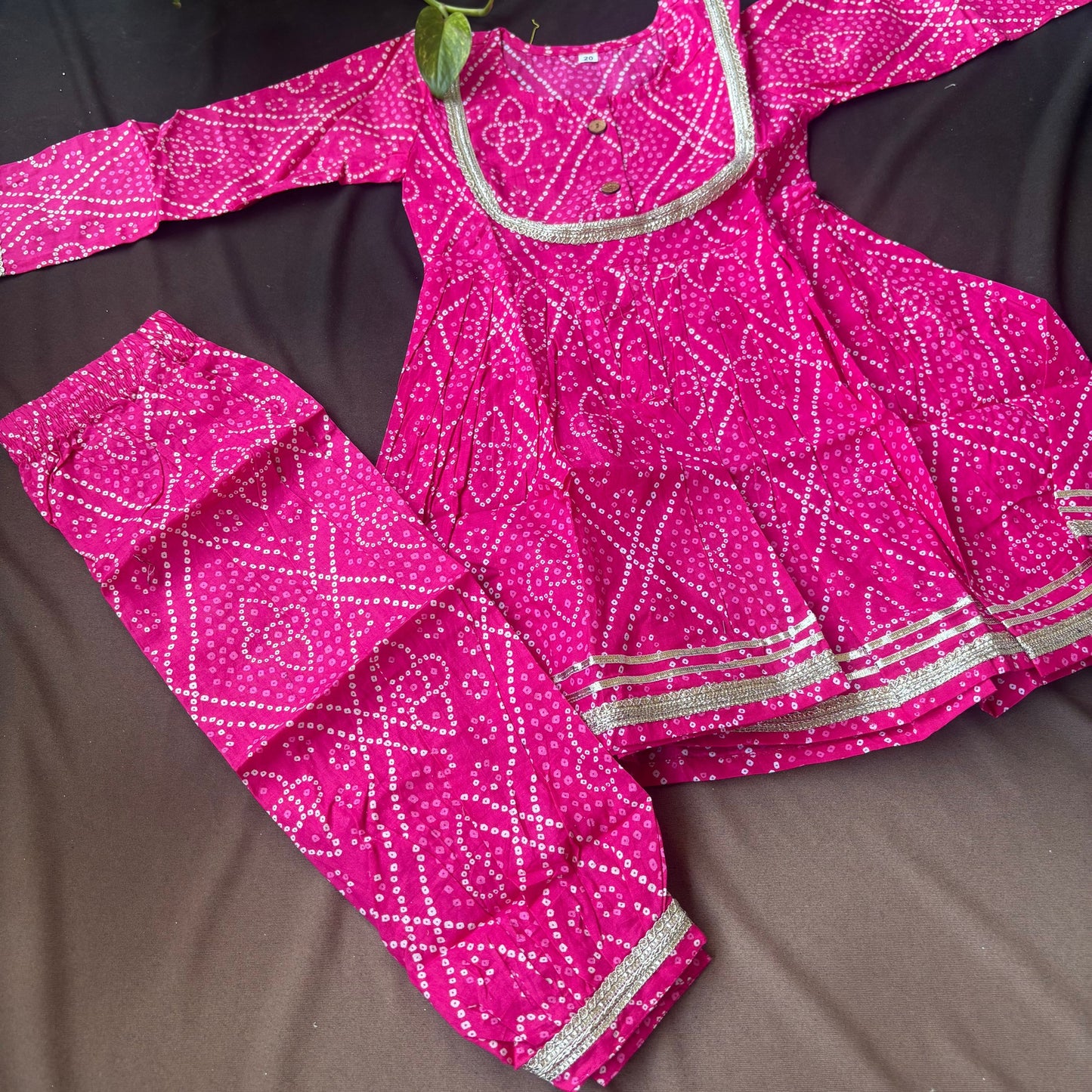 Pink Bandhani Set With Afghan Pant