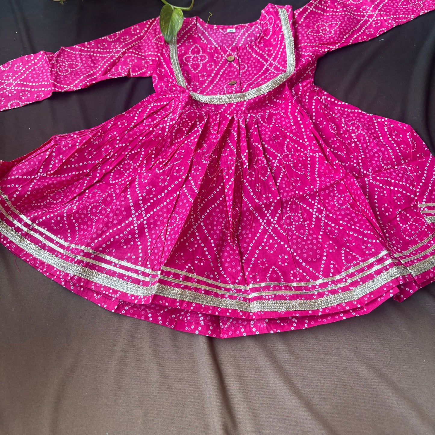 Pink Bandhani Set With Afghan Pant