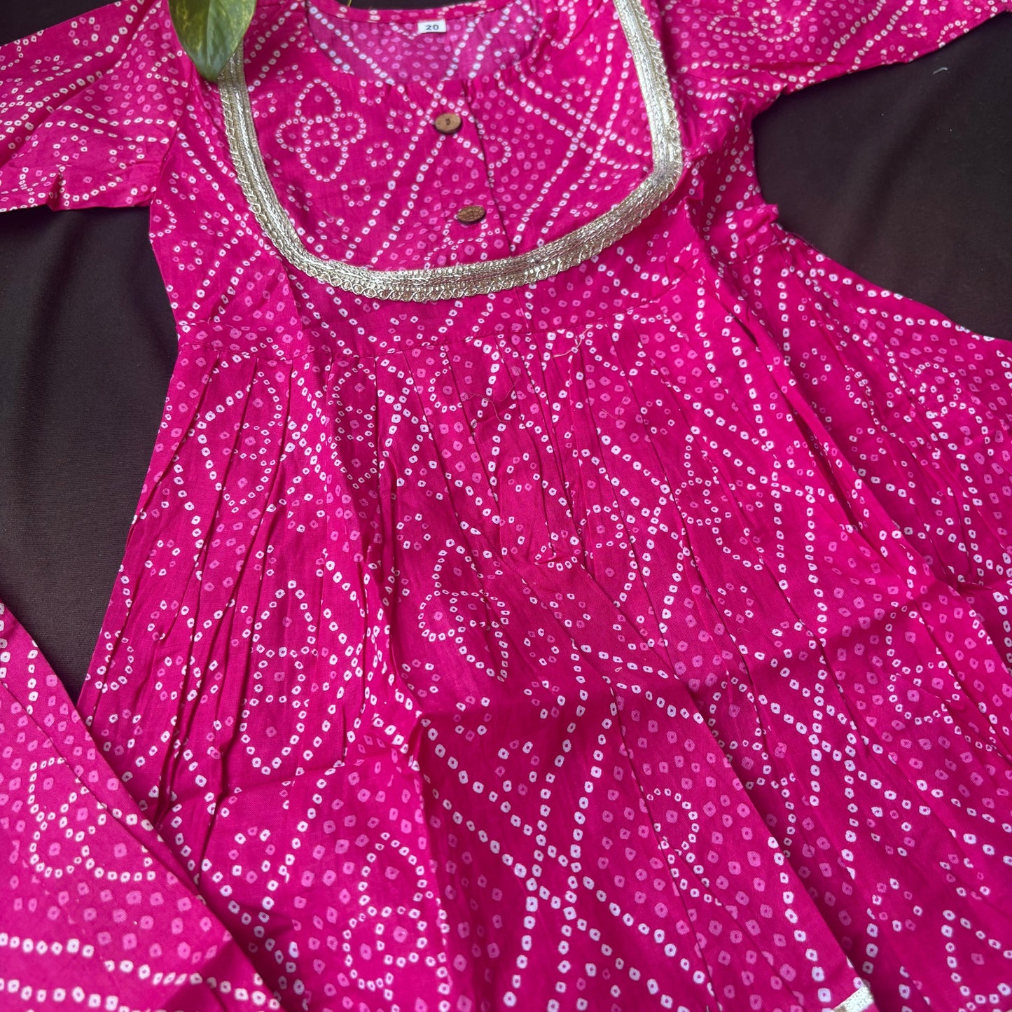 Pink Bandhani Set With Afghan Pant