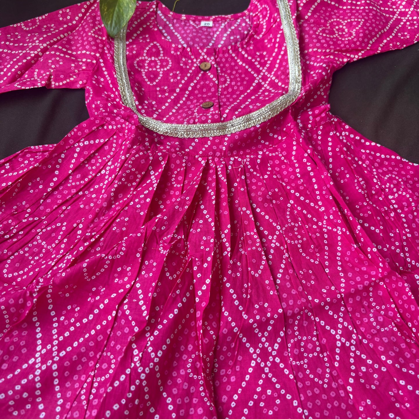 Pink Bandhani Set With Afghan Pant