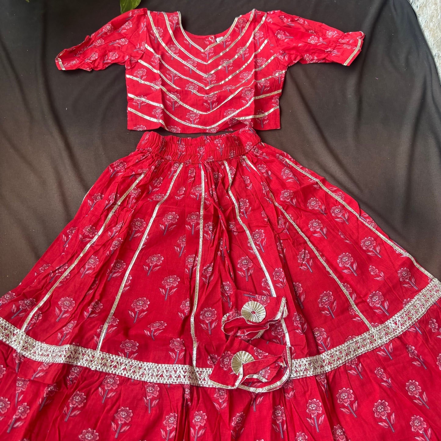 Red Bloom Skirt And Top