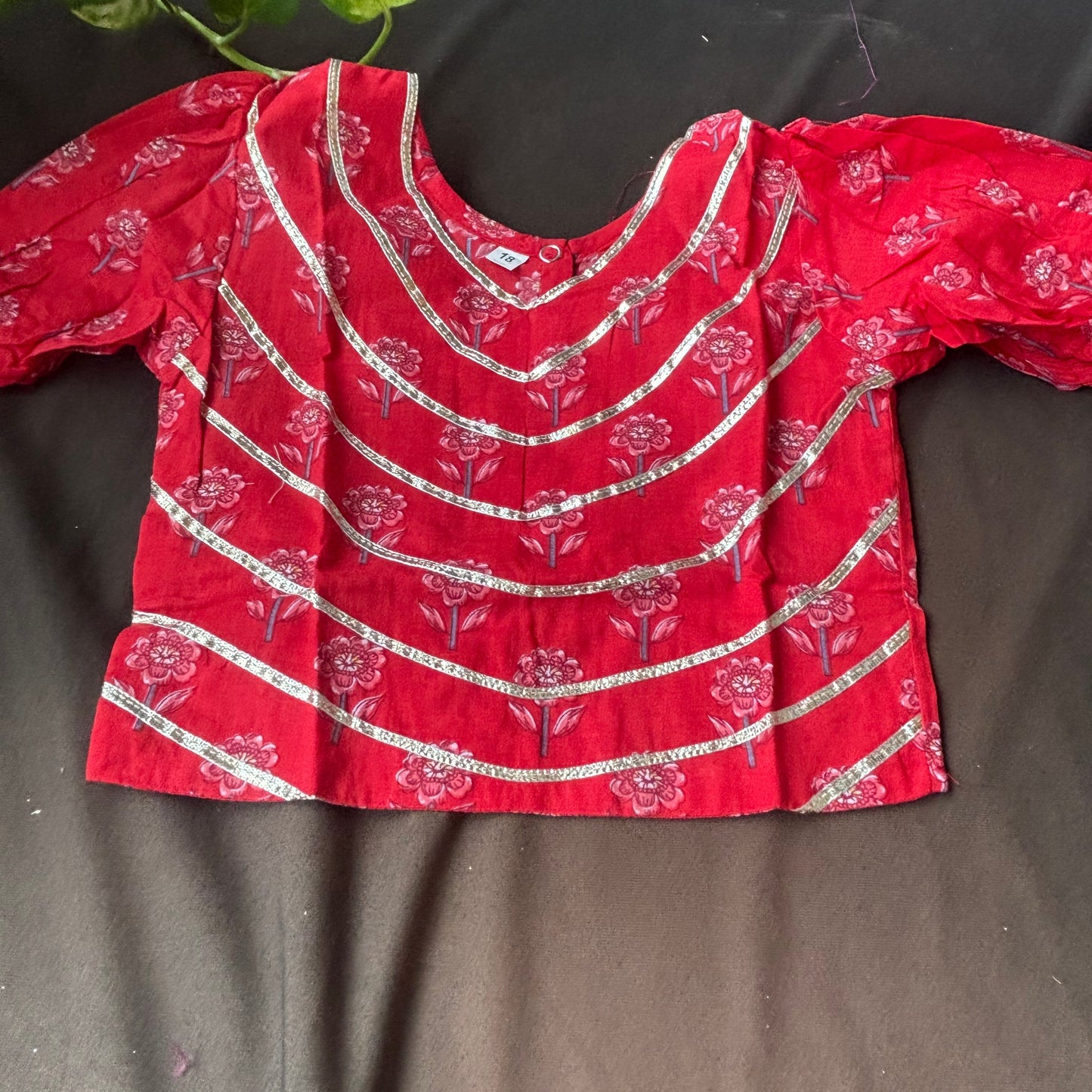 Red Gota Patti Sharara Set With Skirt