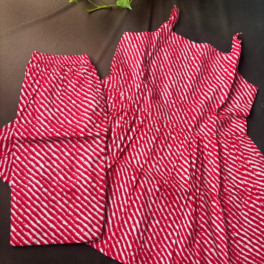 Red Leheriya co-ord set