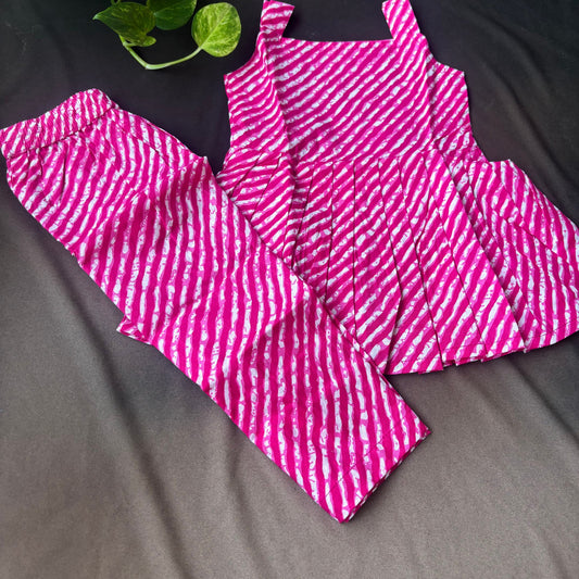 pink leheriya co-ord set